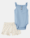 Conjunto dos piezas algodón pantalón corto y body diseño conchas