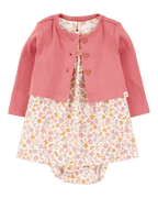 Conjunto dos piezas algodón vestido y chaqueta diseño floral - Carter´s