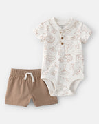 Conjunto dos piezas camisa y pantalón corto de alogdón, diseño desierto marrón - Carter's