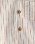 Conjunto dos piezas camisa y pantalón corto de lino, diseño a rayas crema - Carter's