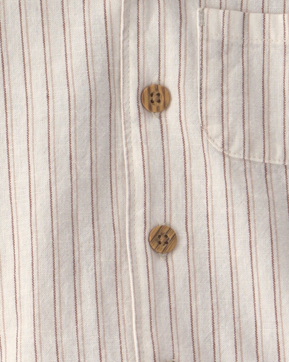 Conjunto dos piezas camisa y pantalón corto de lino, diseño a rayas crema - Carter's