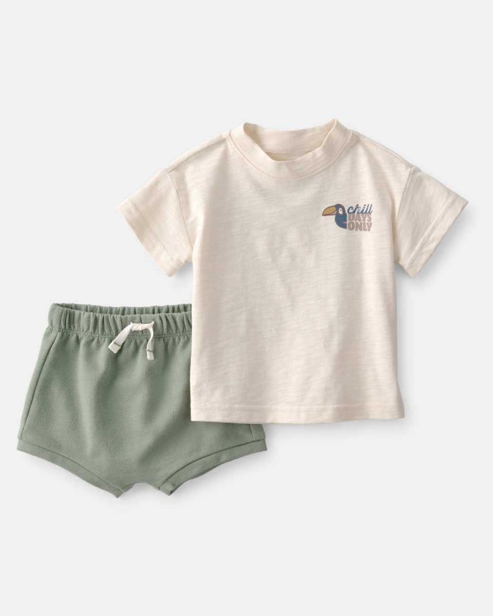 Conjunto dos piezas de algodón camisa y pantalón corto slub, diseño desierto - Carter's