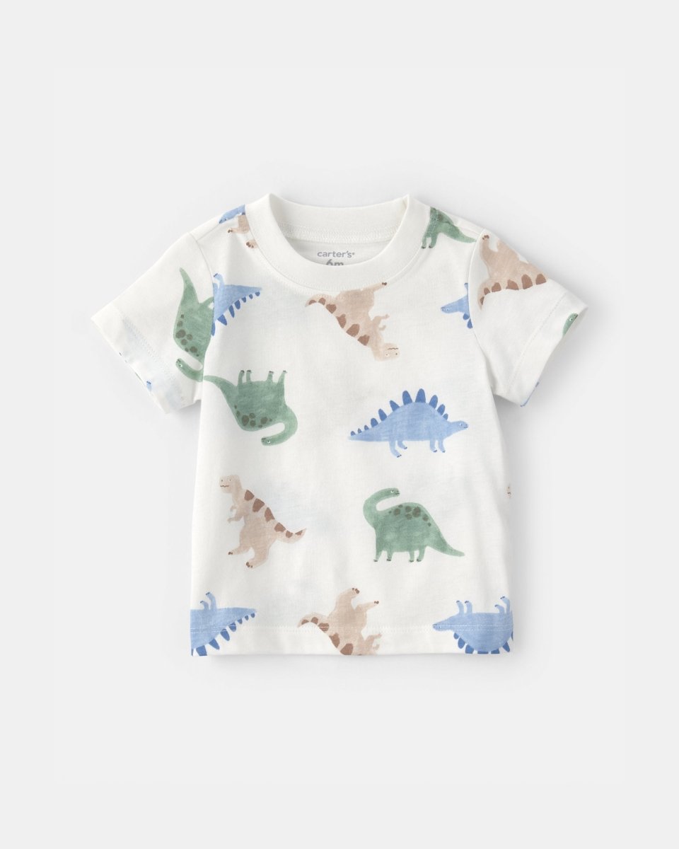 Conjunto dos piezas de algodón con peto corto y camiseta diseño dinosaurio - Carter's