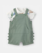 Conjunto dos piezas de algodón con peto corto y camiseta diseño dinosaurio - Carter's