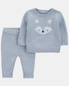 Two-piece cotton set, pants and sweatshirt, fox design