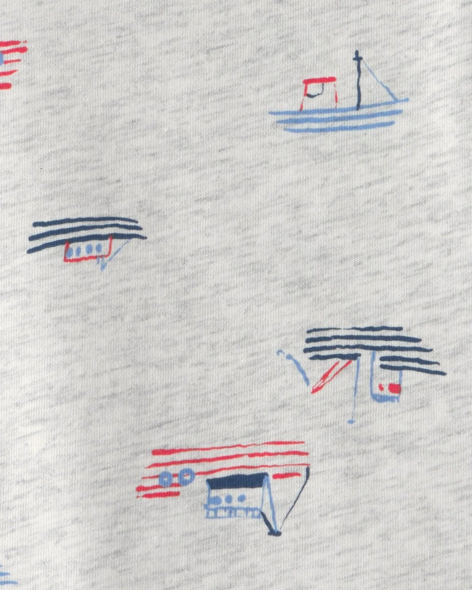 Conjunto dos piezas de algodón peto chambray y camiseta, diseño barcos - Carter's
