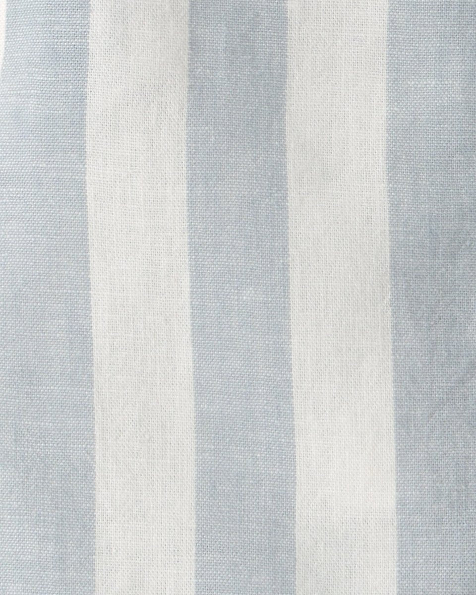 Conjunto dos piezas de lino con peto corto a rayas y camiseta azul - Carter's
