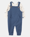 Two-piece set: thermal cotton dungarees and long-sleeved t-shirt