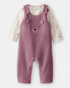 Conjunto dos piezas peto de felpa con oso y camiseta morado - Carter's