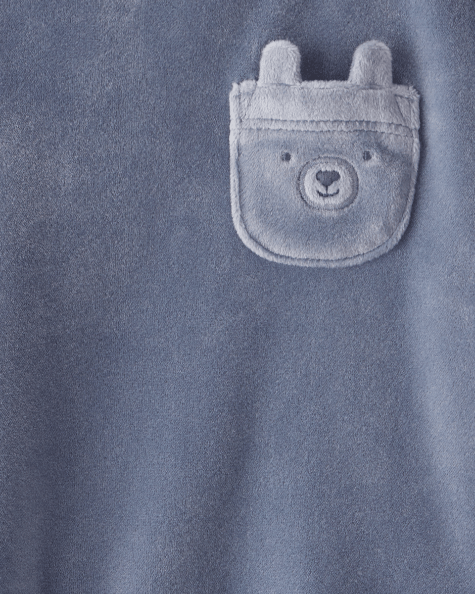 Conjunto dos piezas sudadera de felpa con oso y pantalón jogger azul - Carter's