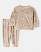 Conjunto dos piezas sudadera de felpa con osos y pantalón marrón - Carter's