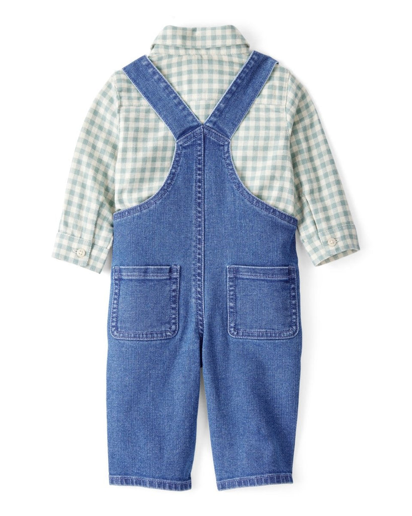 Conjunto peto de denim con franela para bebé niño - Carter's