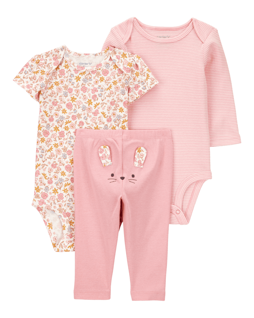 Conjunto tres piezas algodón pantalón y dos bodies diseño ratoncita - Carter´s