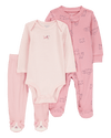 Conjunto tres piezas algodón pijama con pantalón y body diseño perro