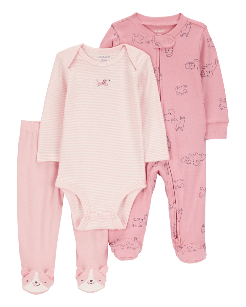 Conjunto tres piezas algodón pijama con pantalón y body diseño perro - Carter´s