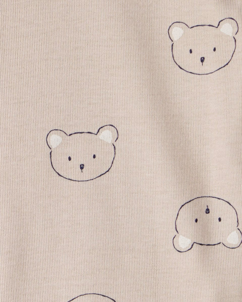 Conjunto tres piezas bodies manga larga y pantalón con oso marrón y blanco - Carter's