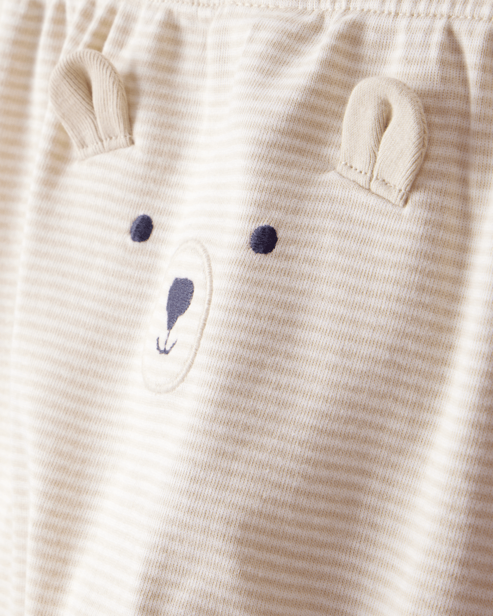 Conjunto tres piezas bodies manga larga y pantalón con oso marrón y blanco - Carter's