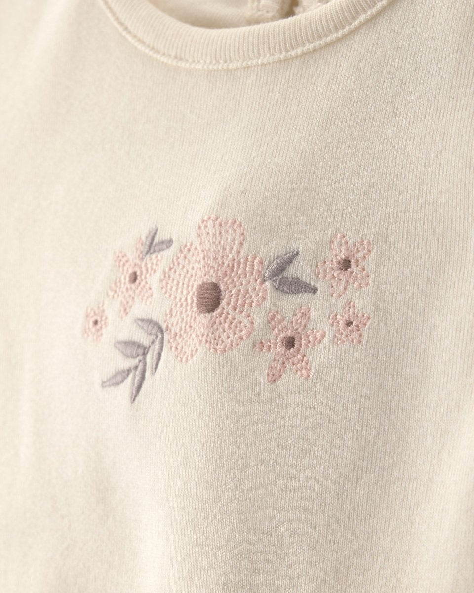 Conjunto tres piezas de algodón con blusa, body y cubrepañal diseño floral marrón - Carter's