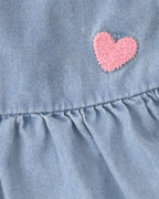 Conjunto tres piezas de algodón con blusa chambray, body y pantalón corto con diseño cerezas - Carter's