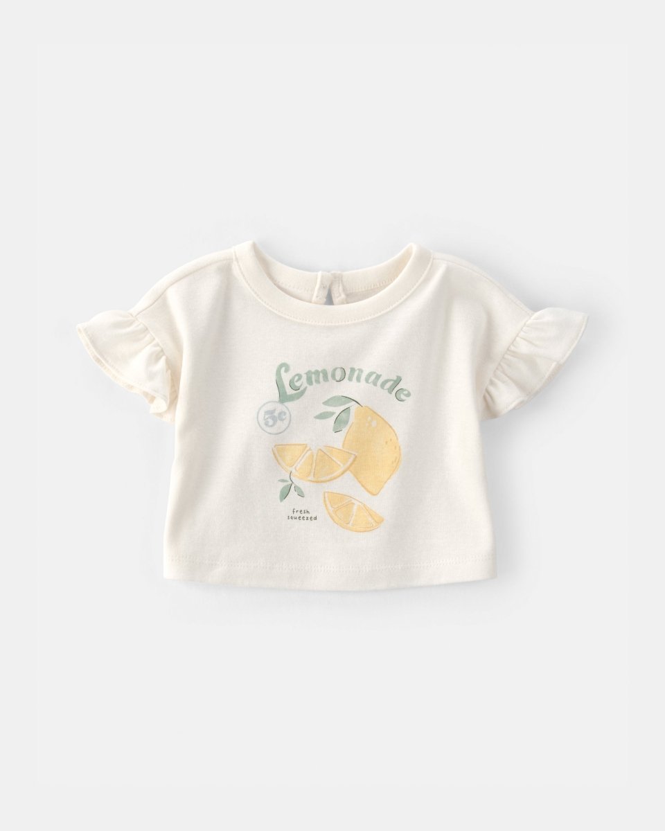 Conjunto tres piezas de algodón con blusa sin mangas, cárdigan y pantalón corto con diseño lemonade - Carter's