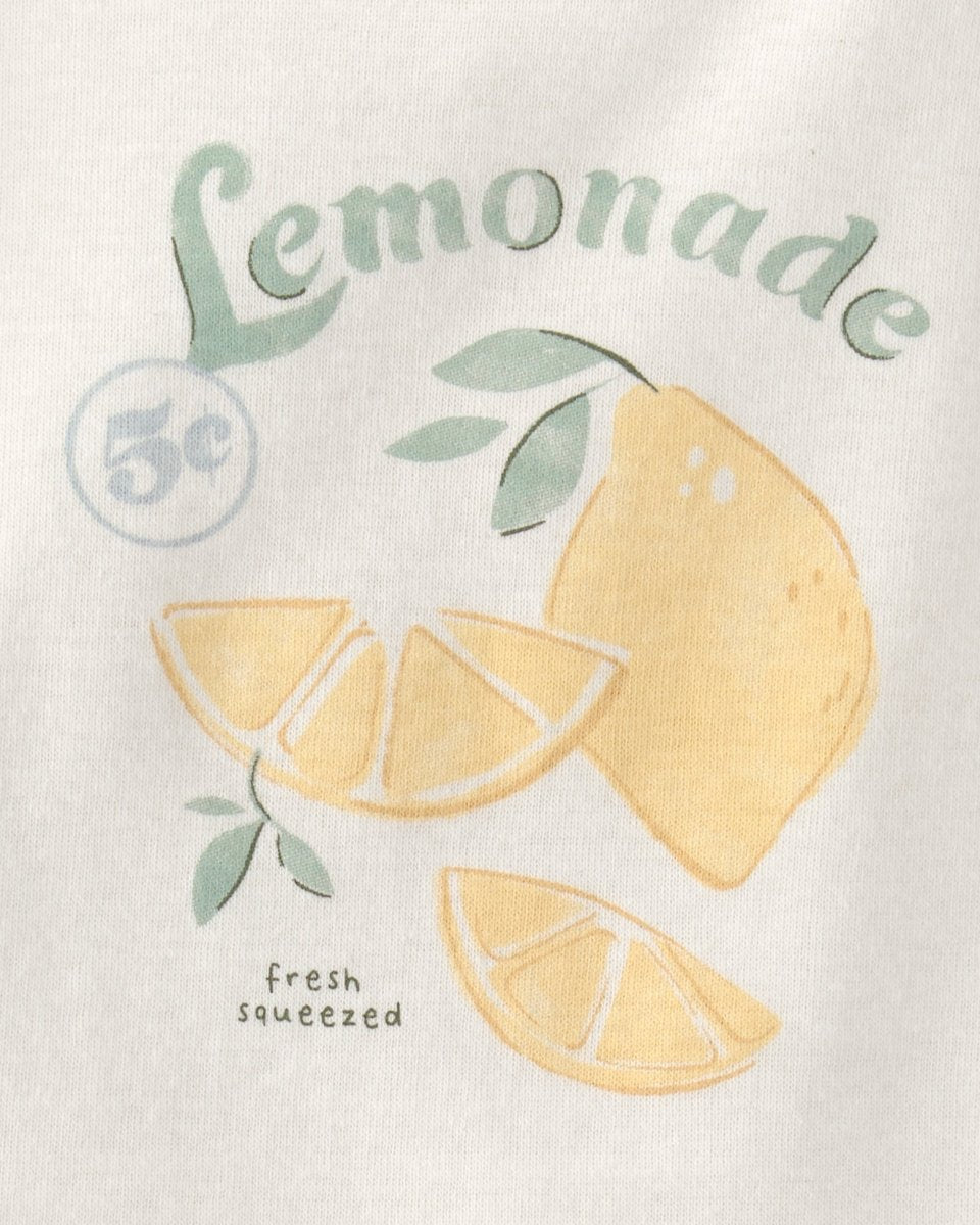 Conjunto tres piezas de algodón con blusa sin mangas, cárdigan y pantalón corto con diseño lemonade - Carter's