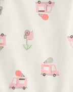 Conjunto tres piezas de algodón con camiseta, body y pantalón corto con diseño camiones de helado - Carter's