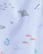 Conjunto tres piezas de algodón con dos bodies y pantalón, diseño animales marinos - Carter's