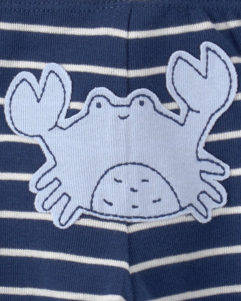 Conjunto tres piezas de algodón con dos bodies y pantalón, diseño animales marinos - Carter's