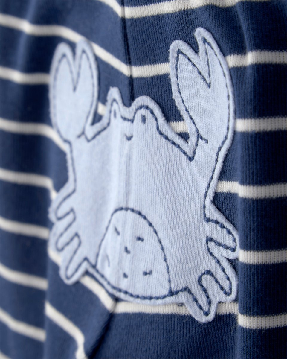 Conjunto tres piezas de algodón con dos bodies y pantalón, diseño animales marinos - Carter's