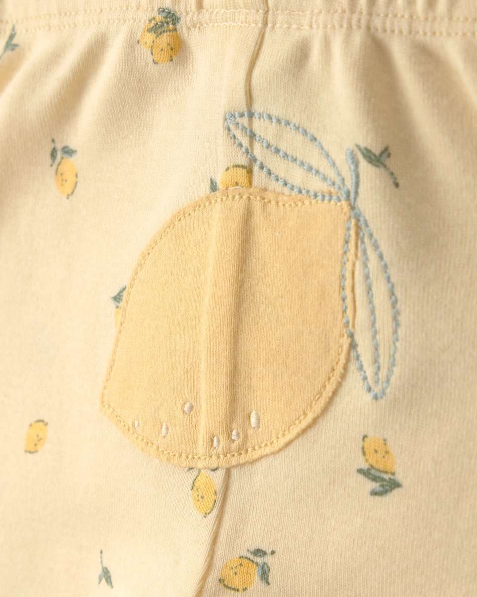Conjunto tres piezas de algodón con dos bodies y pantalón, diseño limones - Carter's