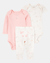 Three-piece set: two bodysuits and pants with a sheep design