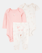 Conjunto tres piezas dos bodies y pantalón con diseño oveja - Carter's