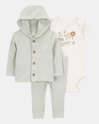 Conjunto tres piezas pantalón body y chaqueta diseño león - Carter's