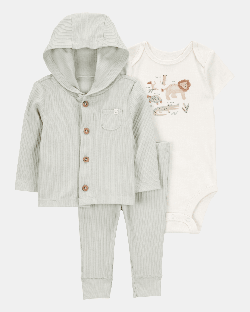 Conjunto tres piezas pantalón body y chaqueta diseño león - Carter's