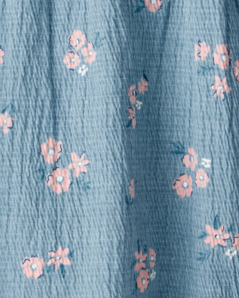 Conjunto vestido 2 piezas azul con estampado floral para bebé niña - Carter's