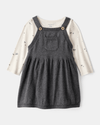 Conjunto vestido algodón gris con lazos