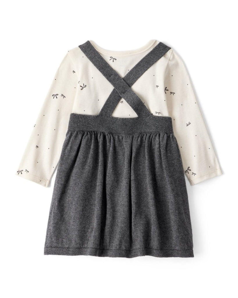 Conjunto vestido algodón gris con lazos - Carter's