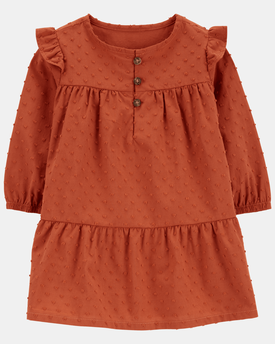 Conjunto vestido y cubrepañal texturizado color terracota - Carter's