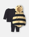 Disfraz de abeja 3 piezas con camiseta y pantalón