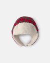 Red plaid flannel earflap hat, lined