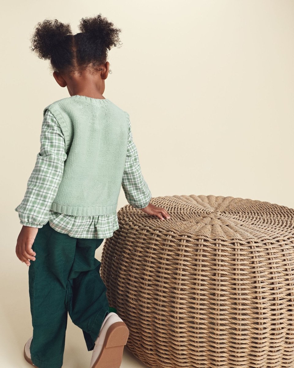 Jersey con chaleco de rombos y mangas de cuadros, verde - Carter's