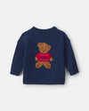 Jersey de punto con gráfico de oso, azul marino