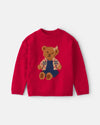 Jersey de punto con oso en intarsia, rojo navideño