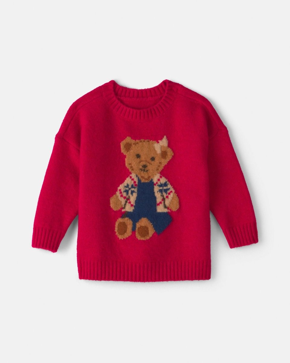 Jersey de punto de manga larga con oso, en rojo - Carter's