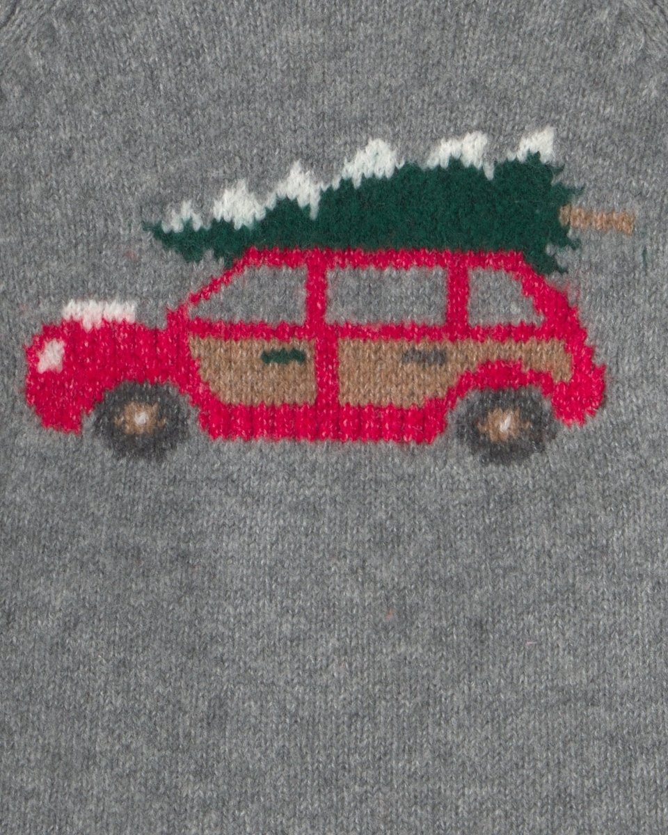 Jersey navideño con coche y árbol en intarsia, gris - Carter's