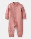 Pink padded long-sleeved onesie