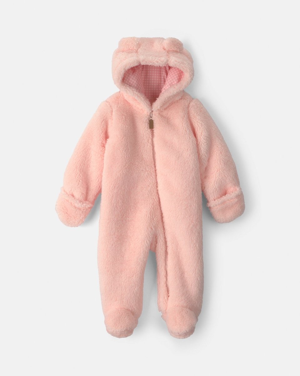 Mono de borreguito con capucha de oso, rosa - Carter's