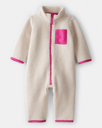 Mono de forro polar con cremallera y bolsillo bicolor rosa - Carter's