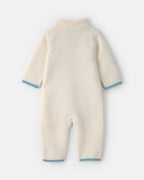 Mono de micropolar con cremallera y bolsillo, crema y azul - Carter's