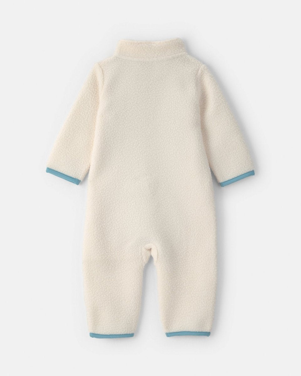 Mono de micropolar con cremallera y bolsillo, crema y azul - Carter's